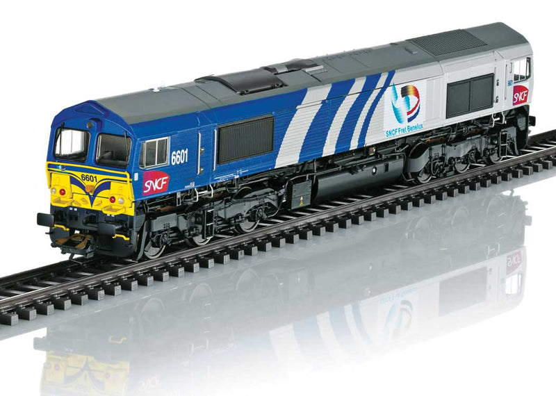 EMD Type JT42CWR Class 66 Diesel Locomotive with Sound & DCC -- French National Railways - Fret Benelux (Era V 2002; blue, gray, yellow, red-1