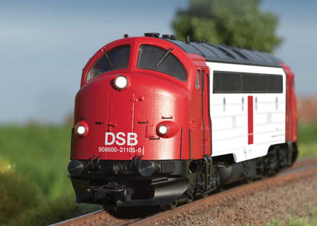 NOHAB Class MY Diesel - Sound and DCC -- Danish State Railways DSB #1105 (Era V 1990s,white, red, black)-3
