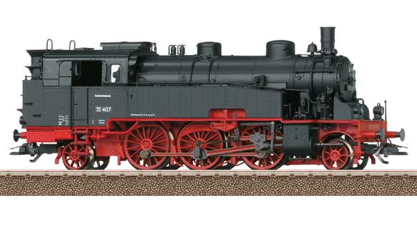 Class 75.4 2-6-2T - Sound and DCC -- German Federal Railroad DB #75 407 (Era III 1953, black, red)-2