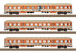 2 Type Bnrzb 778.1 2nd Class & 1 ABnrzb 772.2 1st/2nd Class Café - Ready to Ru -- German Federal Railroad DB (Era IV 1986, orange, light gray)