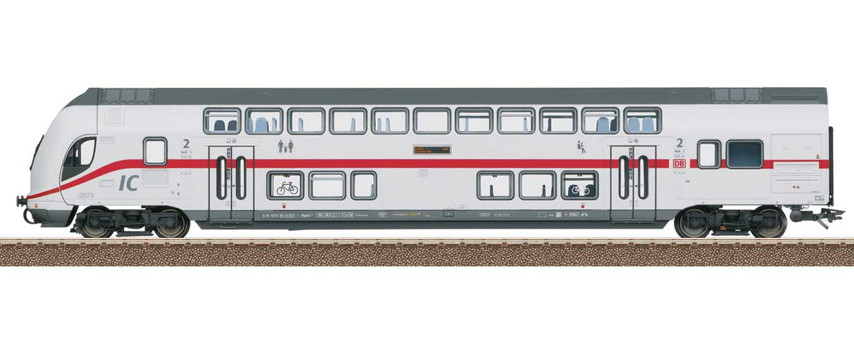 IC2 Type DBpbzfa 668.2 Bi-Level 2nd Class Cab Car - Ready to Run -- German Railroad DB AG (Era VI 2020, white, gray, red)-2