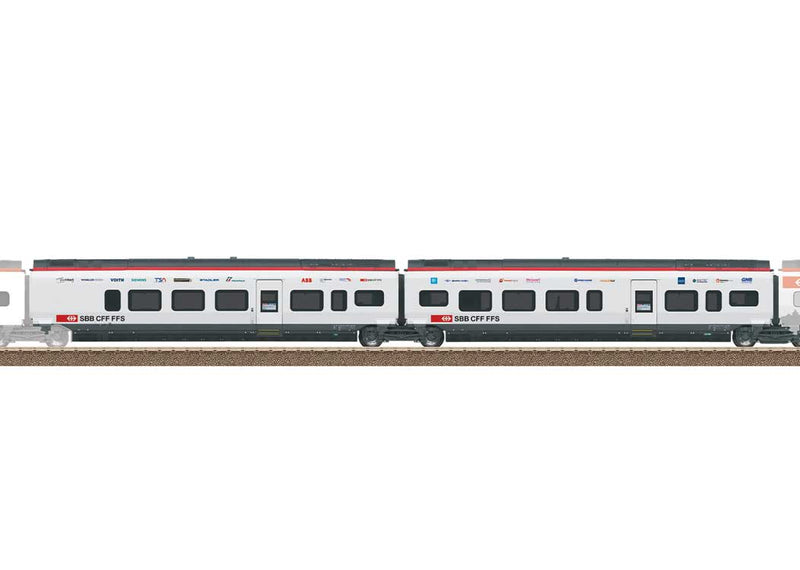 Intermediate Car Add-On for Class RABe 501 Giruno - Ready to Run -- Swiss Federal Railways SBB Type J (A4) & K (A3) (Era VI 2018-19, white, gray