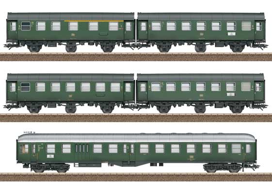 Type B3yegb/AB3yegb, B3eygb & BDymf 457 Cab Car Set - Ready to Run -- German Federal Railroad DB (Era IV 1969, green, gray)-1