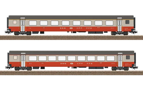 Type A Coach, Type B Coach Set - Ready to Run -- Swiss Federal Railways SBB/CFF/FFS (Era IV 1975, Swiss Express, gray, orange