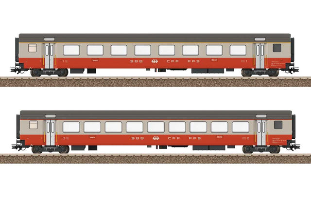 Type A Coach, Type B Coach Set - Ready to Run -- Swiss Federal Railways SBB/CFF/FFS (Era IV 1975, Swiss Express, gray, orange