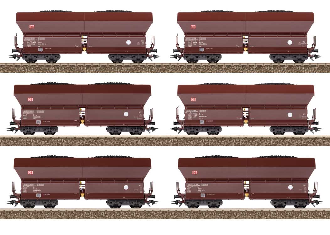 Type Falns 182 Hopper 6-Pack - Ready to Run -- German Railroad DB AG (Era VI 2015, Boxcar Red)-1