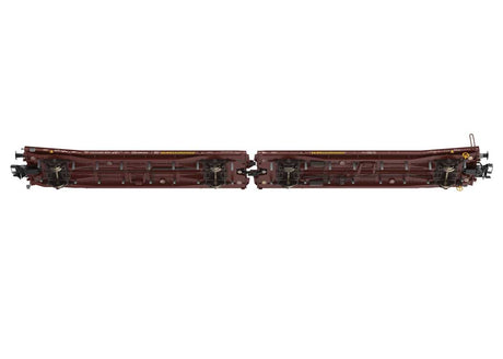 Type Laads 800B Paired Flatcar Set w/4 VW Crafter Load - Ready to Run -- Transwaggon (Era VI 2005, Boxcar Red)-4