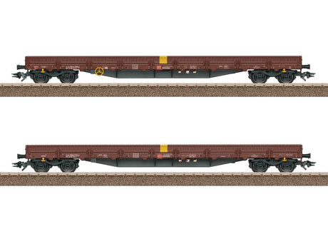 Type Res-x Low-Side Car 2-Pack - Ready-to-Run -- German Railroad DB AG (Era VI 2018, Boxcar Red, yellow)-1