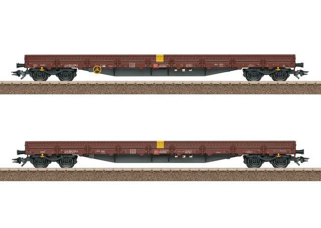 Type Res-x Low-Side Car 2-Pack - Ready-to-Run -- German Railroad DB AG (Era VI 2018, Boxcar Red, yellow)-1