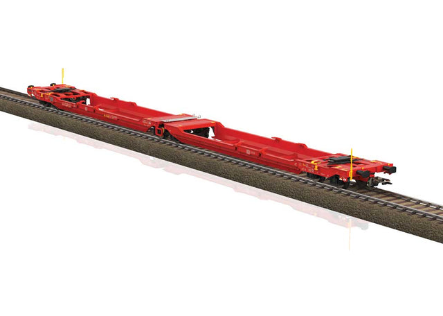 Type Sdggmrss 738 Double Deep Well Car w/Trailers - Ready to Run -- German Railroad DB AG (Era VI 2013, red, LKW Walter Trailers)-1