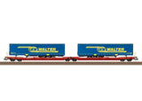 Type Sdggmrss 738 Double Deep Well Car w/Trailers - Ready to Run -- German Railroad DB AG (Era VI 2013, red, LKW Walter Trailers)-2