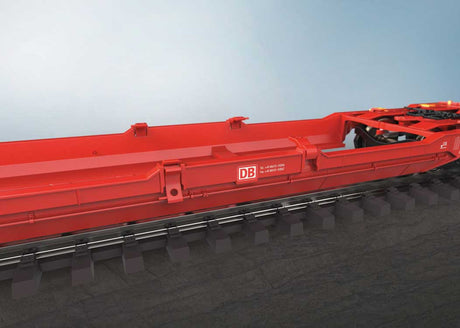 Type Sdggmrss 738 Double Deep Well Car w/Trailers - Ready to Run -- German Railroad DB AG (Era VI 2013, red, LKW Walter Trailers)-5