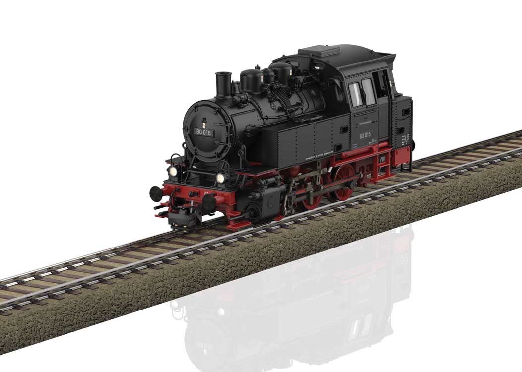 Class 80 0-6-0T - Sound and DCC -- German Federal Railroad DB #80 016 (Era III 1953, black, red)-1