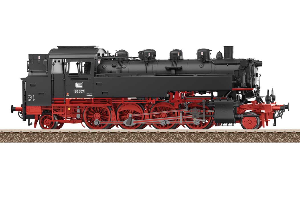 Class 86 2-8-2T - Sound and DCC -- German Federal Railroad DB #86 507 (Era III 1964, black, red)-2