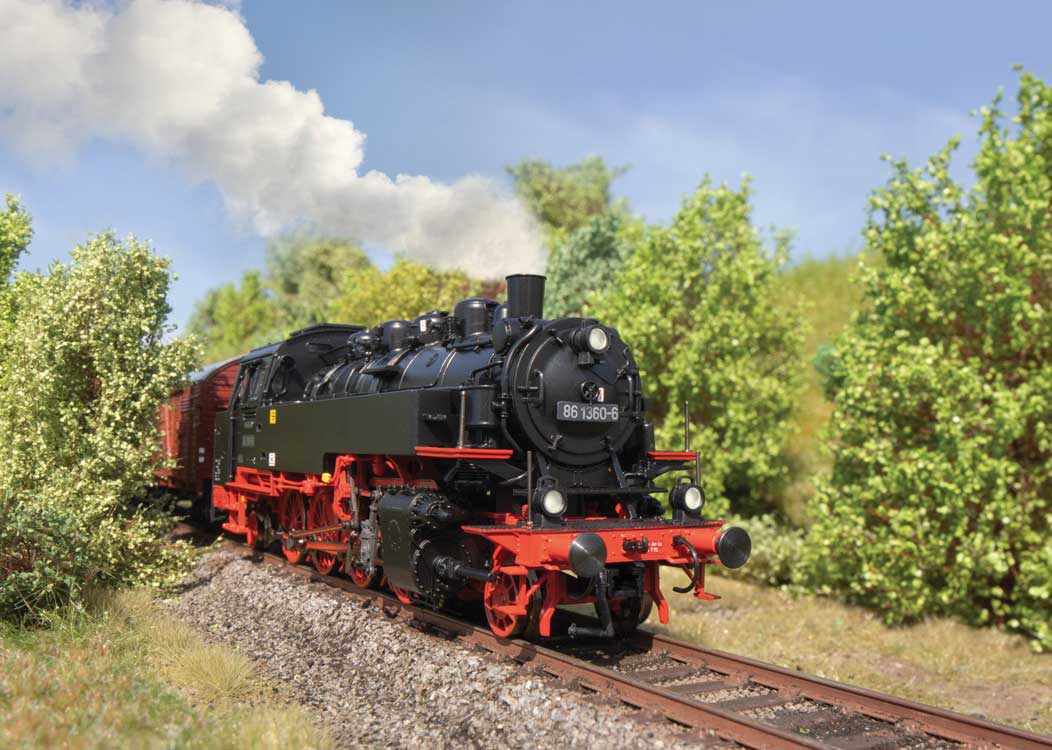 Class 86 2-8-2T - Sound and DCC -- German State Railroad DR #86 1360-6 (Era IV 1973, black, red)-3