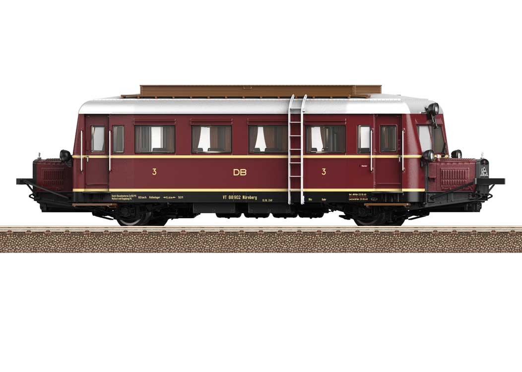 Class VT 88.9 Cvt-34 Diesel "Pig Snout" Rail Car - Sound and DCC -- German Federal Railroad DB #VT 88 902 (Era III 1950, red, silver)-2