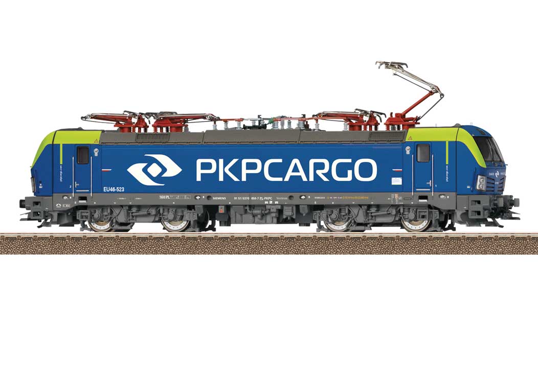 Siemens Vectron MS Class 370 Electric - Sound and DCC -- PKP Cargo #370 058 (Era VI 2023, blue, green, white)