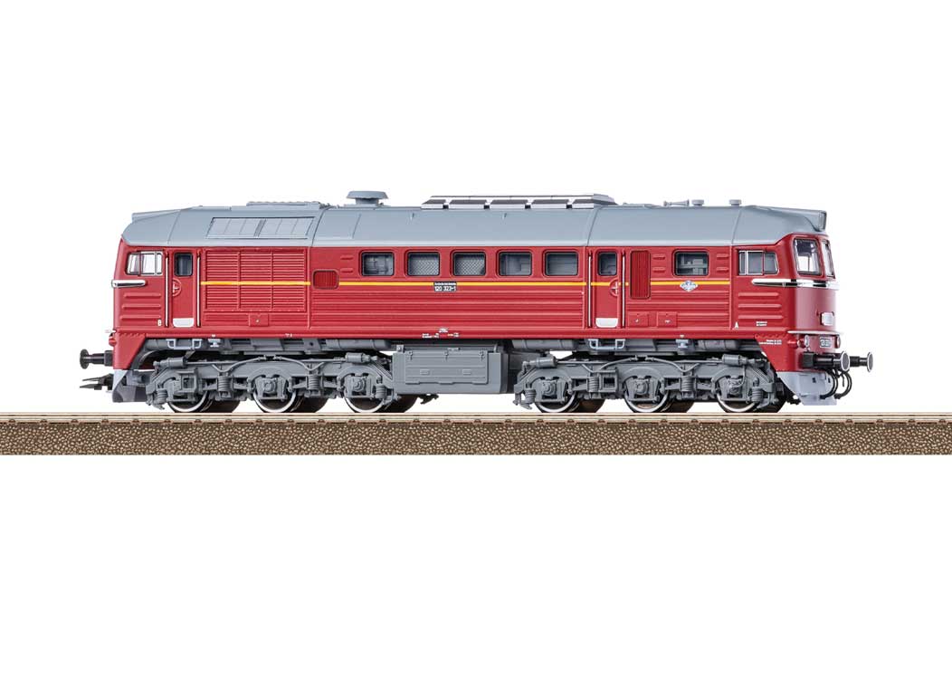 Class 120 Diesel - Sound and DCC -- German State Railroad DR #120 323 (Era IV 1973, red, gray)-2