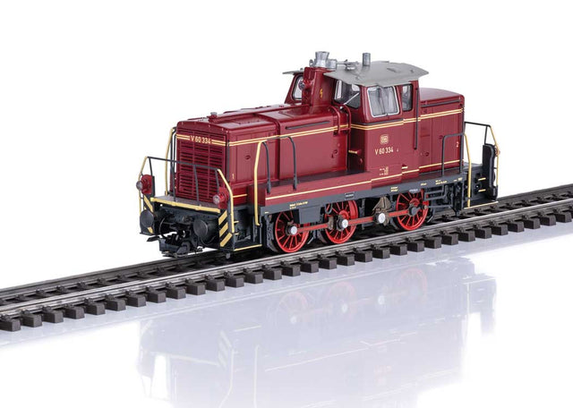 Class V 60 Diesel - Sound and DCC -- German Federal Railroad DB #V 60 334 (Era III 1960, red, black, yellow)-1
