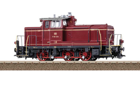 Class V 60 Diesel - Sound and DCC -- German Federal Railroad DB #V 60 334 (Era III 1960, red, black, yellow)-2