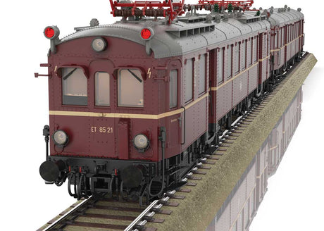 Class ET 85 Rail Car  & Trailer Set - Sound and DCC -- German Federal Railroad DB #ET 85 21, ES 85 20(Era III 1958, maroon, gray)-8