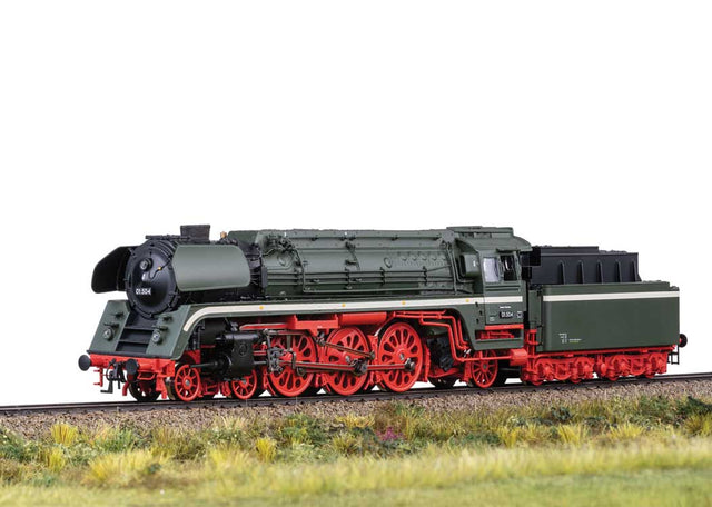 Class 01.5 4-6-2 w/2 2 T34 Coal Tender - Sound and DCC -- German State Railroad DR #01 504 (Era III 1964, black, red, white)-1