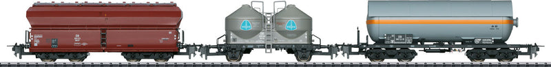 Era III 3-Car Freight Set - 3-Rail - VGT Gas Tank, Kds Silo & KKt Dump Car -- German Federal Railway (Era IV)