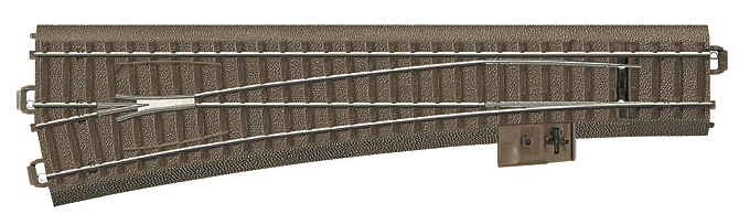C-Track - Curved - Wide-Radius Turnout - Left - 12.1 Degrees -- Radius: 9-5/16"  236mm