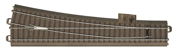 C-Track - Curved - Wide-Radius Turnout - Right - 12.1 Degrees -- Radius: 9-5/16"  236mm