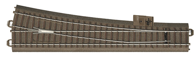 C-Track - Curved - Wide-Radius Turnout - Right - 12.1 Degrees -- Radius: 9-5/16"  236mm