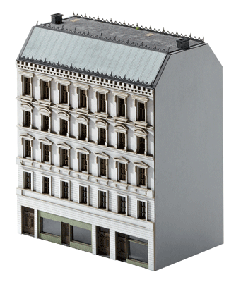 Wilhelminian-Era 5-Story Stucco Townhouse - Kit -- 3-1/4 x 3-1/4 x 6-1/8"  8.2 x 8.2 x 15.5cm