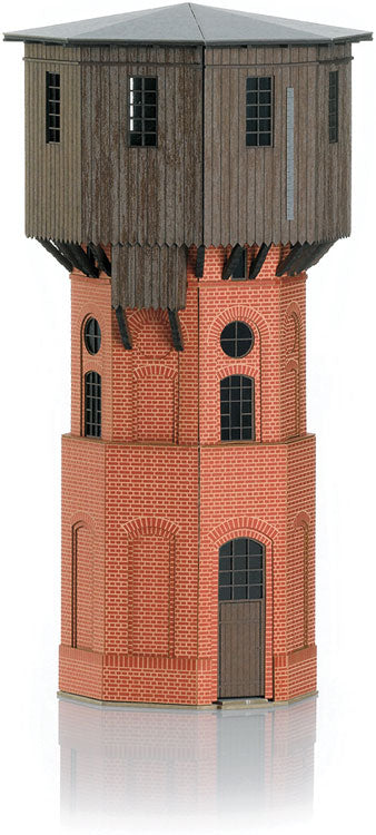 Prussian Water Tower - Laser-Cut Card Kit -- Octagonal Base - 1-3/4 x 1-3/4 x 3-9/16"  4.5 x 4.5 x 9.1cm