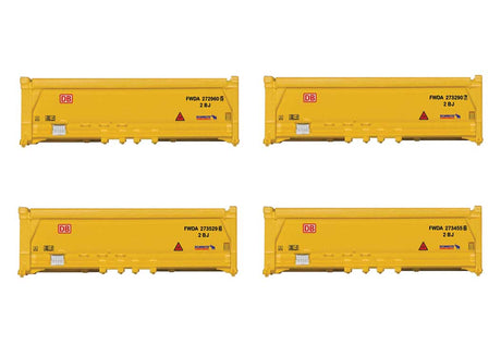 Waste Material Hopper Container 4-Pack - Assembled - Minitrix -- German Railroad DB AG (Era VI, yellow)-1