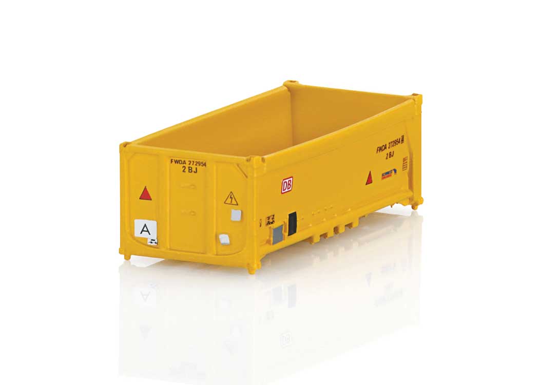 Waste Material Hopper Container 4-Pack - Assembled - Minitrix -- German Railroad DB AG (Era VI, yellow)-2