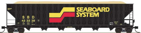 Greenville 7000-Cubic Foot Wood Chip Hopper - Ready to Run -- Seaboard System #433545 (black, white, yellow, red)
