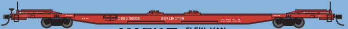 Mark IV Flexi-Van Flatcar - Ready to Run -- Chicago, Burlington & Quincy #1 (red)