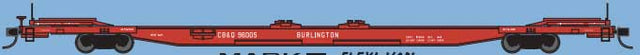 Mark IV Flexi-Van Flatcar - Ready to Run -- Chicago, Burlington & Quincy #1 (red)