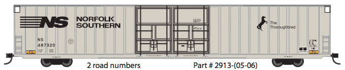 Thrall 86' Hi-Cube Double-Door Auto Parts Boxcar - Ready to Run -- Norfolk Southern #487323 (gray, black; Thoroughbred Logo)