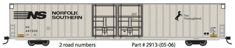 Thrall 86' Hi-Cube Double-Door Auto Parts Boxcar - Ready to Run -- Norfolk Southern #487323 (gray, black; Thoroughbred Logo)