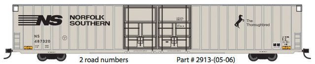 Thrall 86' Hi-Cube Double-Door Auto Parts Boxcar - Ready to Run -- Norfolk Southern #487323 (gray, black; Thoroughbred Logo)