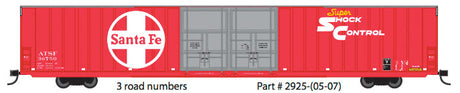 Thrall 86' Hi-Cube Double-Door Auto Parts Boxcar - Ready to Run -- Santa Fe #36753 (red, white; Large, Super Shock Control Logo)