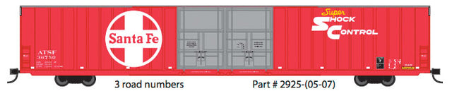 Thrall 86' Hi-Cube Double-Door Auto Parts Boxcar - Ready to Run -- Santa Fe #36756 (red, white; Large, Super Shock Control Logo)