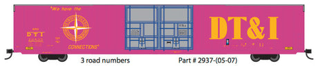 Thrall 86' Hi-Cube Double-Door Auto Parts Boxcar - Ready to Run -- Detroit, Toledo & Ironton #26814 (magenta, yellow; Billboard DT&I, Compass)