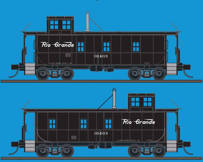 DRGW 1400-Series Steel Cupola Caboose - Ready to Run -- Denver & Rio Grande Western #01403 (black, Flying Grande Logo)