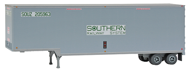 40' Hi-Cube Drop-Frame Van Semi Trailer - Assembled -- Southern Railway SOUZ #205963 (gray, white; Green Lettering)
