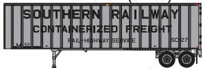 Flexi-Van 40' Exterior-Post Semi Trailer - Assembled -- Southern Railway (silver, black; Billboard Lettering)
