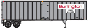 Flexi-Van 40' Exterior-Post Semi Trailer with Curb Door - Assembled -- Chicago, Burlington & Quincy CBQU #9 (silver, red; White Logo Panels)
