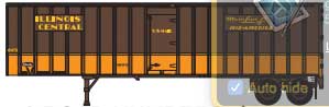 Flexi-Van 40' Exterior-Post Semi Trailer with Curb Door - Assembled -- Illinois Central #3 (brown, orange, yellow; "Main Line" Slogan)