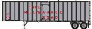 Flexi-Van 40' Exterior-Post Semi Trailer with Curb Door - Assembled -- Milwaukee Road #8 (silver, red; Spelled-Out Roadname)