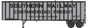 Flexi-Van 40' Exterior-Post Semi Trailer - Assembled -- Southern Railway #7 (silver, black; Billboard, Containerized Freight)
